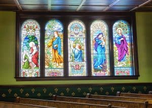 image of stained glass at church in downtown Little Rock